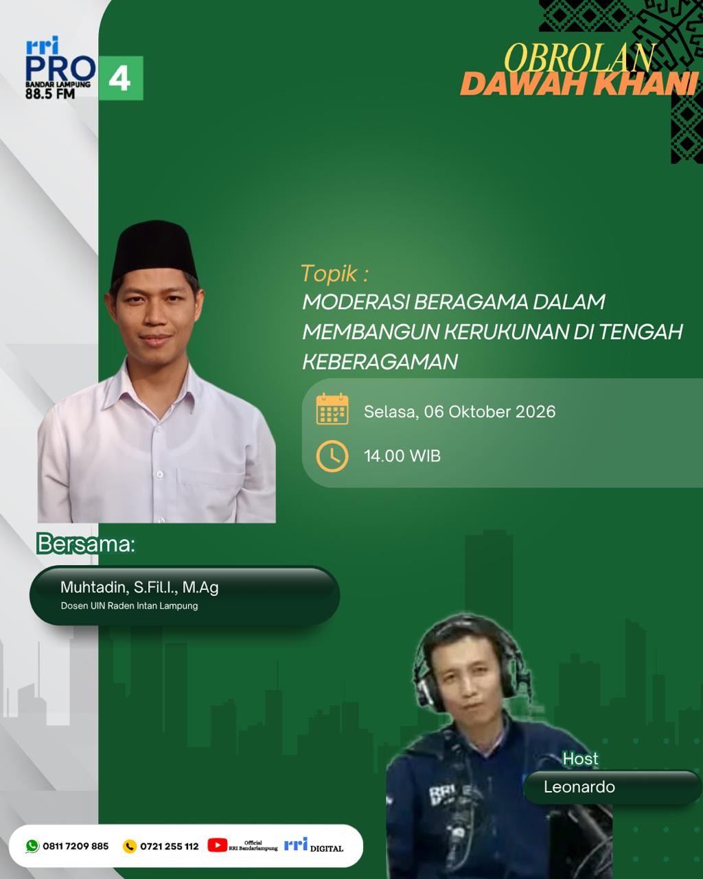 Dosen AFI UIN Raden Intan Lampung Bahas Moderasi Beragama dalam Membangun Kerukunan di Tengah Keberagaman